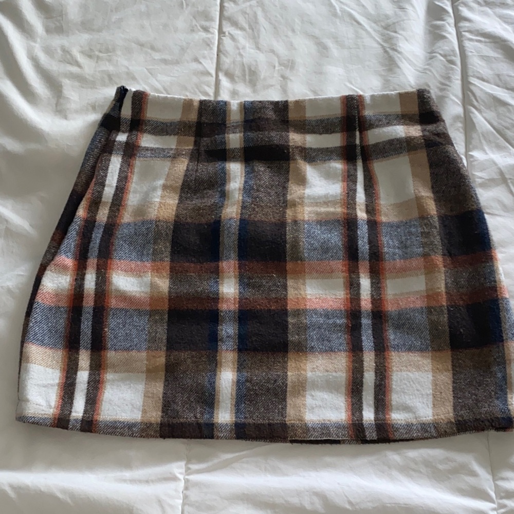 SHEIN Checkered Mini Skirt in Brown and Cream